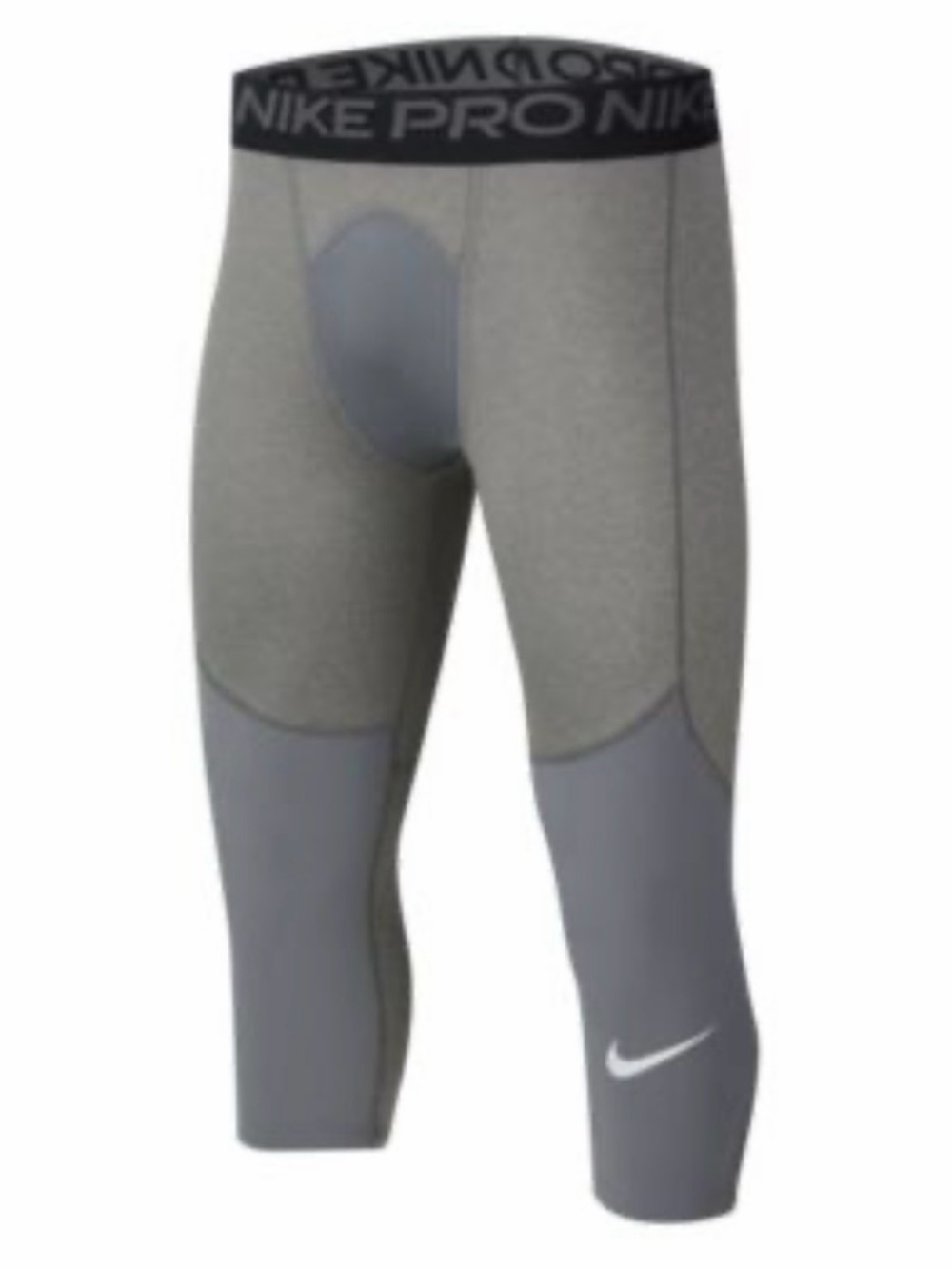 Boys Nike Pro Dri FitTight Fit 3/4 Length Gray Two-Tone Compression Tights Large